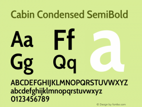 Cabin Condensed SemiBold Version 3.001图片样张