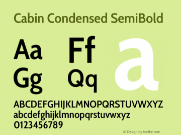 Cabin Condensed SemiBold Version 3.001图片样张