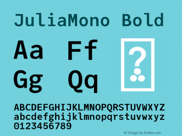 JuliaMono Bold Version 0.018; ttfautohint (v1.8) Font Sample