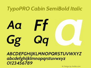TypoPRO Cabin SemiBold Italic Version 3.001图片样张