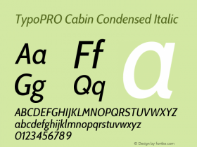 TypoPRO Cabin Condensed Italic Version 3.001图片样张