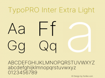 TypoPRO Inter Extra Light Version 3.013;git-d82f67bfa图片样张