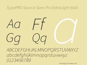 TypoPRO Source Sans 3 ExtraLight Italic Version 3.028;hotconv 1.0.115;makeotfexe 2.5.65600图片样张