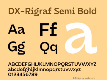 DXRigraf-SemiBold Version 1.000 Font Sample