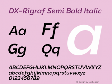 DXRigraf-SemiBoldItalic Version 1.000 Font Sample