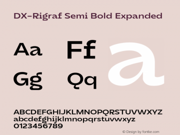 DXRigraf-SemiBoldExpanded Version 1.000 Font Sample