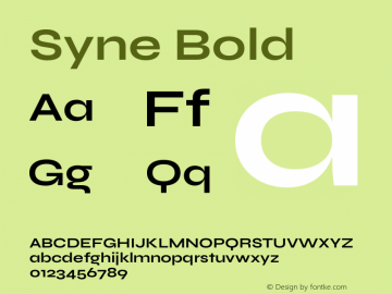 Syne Bold Version 2.000 Font Sample