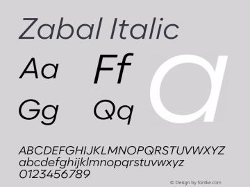 Zabal-Italic Version 1.000图片样张