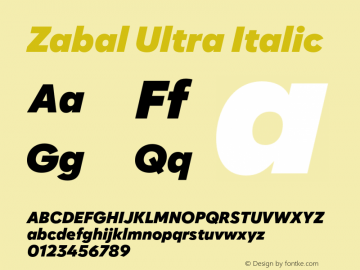 Zabal-UltraItalic Version 1.000图片样张