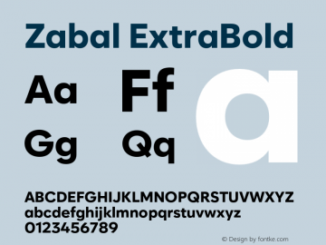 Zabal-ExtraBold Version 1.000 Font Sample