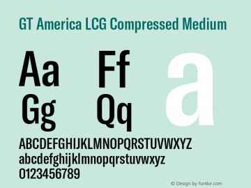 GT America LCG Cm Md Version 1.005;hotconv 1.0.109;makeotfexe 2.5.65596 Font Sample