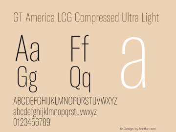 GT America LCG Cm U Lt Version 1.005;hotconv 1.0.109;makeotfexe 2.5.65596 Font Sample