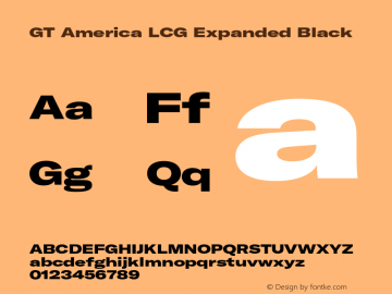 GT America LCG Exp Bl Version 1.005;hotconv 1.0.109;makeotfexe 2.5.65596 Font Sample