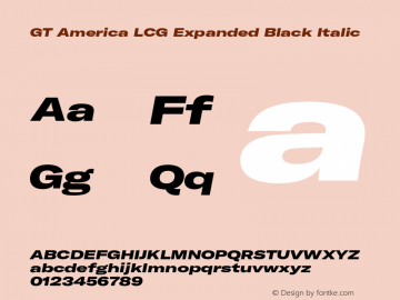 GT America LCG Exp Bl It Version 1.006;hotconv 1.0.109;makeotfexe 2.5.65596 Font Sample