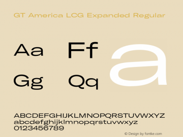 GT America LCG Exp Rg Version 1.005;hotconv 1.0.109;makeotfexe 2.5.65596 Font Sample
