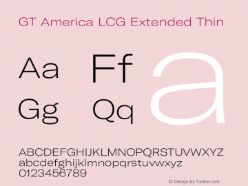 GT America LCG Ext Th Version 1.005;hotconv 1.0.109;makeotfexe 2.5.65596 Font Sample