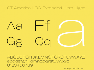 GT America LCG Ext U Lt Version 1.005;hotconv 1.0.109;makeotfexe 2.5.65596 Font Sample