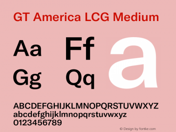 GT America LCG Md Version 1.005;hotconv 1.0.109;makeotfexe 2.5.65596 Font Sample