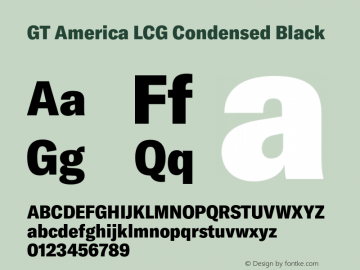 GT America LCG Cn Bl Version 1.005;hotconv 1.0.109;makeotfexe 2.5.65596 Font Sample