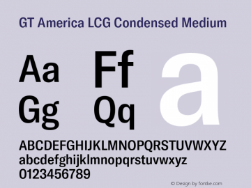 GT America LCG Cn Md Version 1.005;hotconv 1.0.109;makeotfexe 2.5.65596 Font Sample