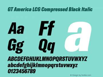 GT America LCG Cm Bl It Version 1.006;hotconv 1.0.109;makeotfexe 2.5.65596 Font Sample