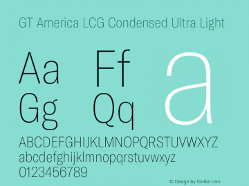 GT America LCG Cn U Lt Version 1.005;hotconv 1.0.109;makeotfexe 2.5.65596 Font Sample