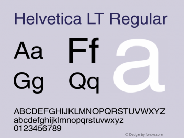 Helvetica LT Regular Version 6.1; 2002 Font Sample