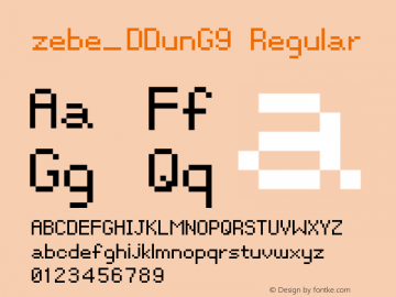 zebe_DDunG9 Regular Version 1.00, 2002 Font Sample