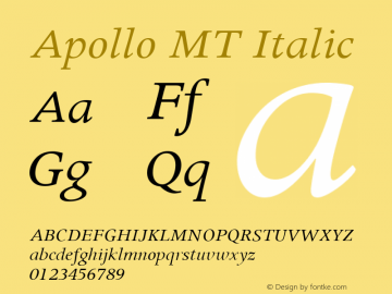 Apollo MT Italic Version 2.0 - June 27, 1995图片样张