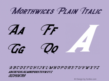 Morthwicks Plain Italic Version 1.00;November 25, 2020;FontCreator 12.0.0.2563 64-bit Font Sample