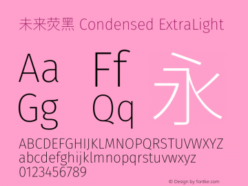 未来荧黑 Condensed ExtraLight  Font Sample