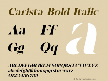Carista Bold Italic Version 1.00;December 9, 2020;FontCreator 11.5.0.2430 64-bit图片样张