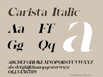 Carista Italic Version 1.00;December 9, 2020;FontCreator 11.5.0.2430 64-bit图片样张