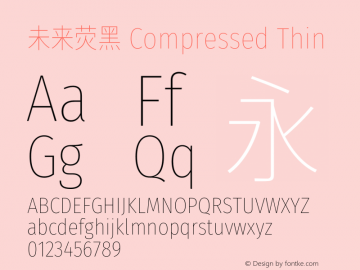 未来荧黑 Compressed Thin  Font Sample
