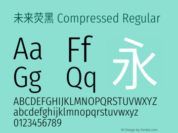 未来荧黑 Compressed Regular  Font Sample
