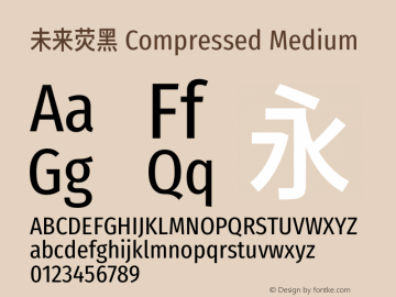 未来荧黑 Compressed Medium  Font Sample