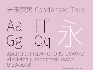 未来荧黑 Condensed Thin  Font Sample