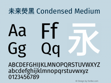 未来熒黑 Condensed Medium  Font Sample