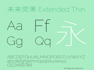 未来荧黑 Extended Thin  Font Sample
