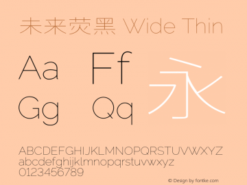 未来荧黑 Wide Thin  Font Sample
