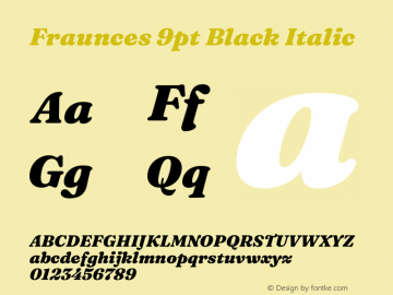 Fraunces 9pt Black Italic Version 1.000;[b76b70a41] Font Sample