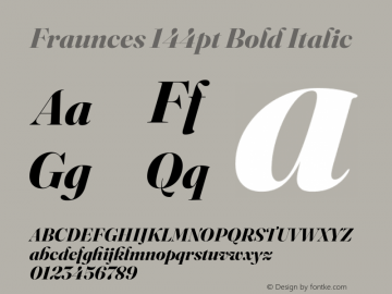 Fraunces 144pt Bold Italic Version 1.000;[b76b70a41]图片样张