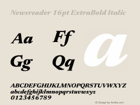 Newsreader 16pt ExtraBold Italic Version 1.003; ttfautohint (v1.8.3) Font Sample