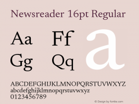 Newsreader 16pt Regular Version 1.003; ttfautohint (v1.8.3) Font Sample