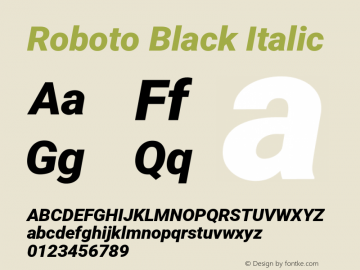 Roboto Black Italic Version 3.004; 2020 Font Sample
