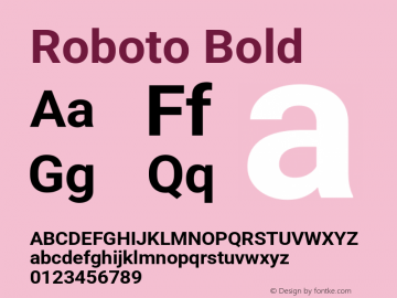 Roboto Bold Version 3.004; 2020 Font Sample