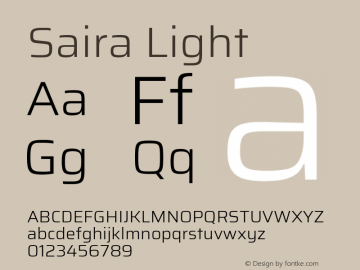Saira Light Version 1.100; ttfautohint (v1.8.3)图片样张