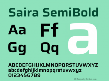 Saira SemiBold Version 1.100; ttfautohint (v1.8.3)图片样张