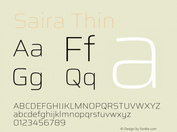 Saira Thin Version 1.100; ttfautohint (v1.8.3)图片样张