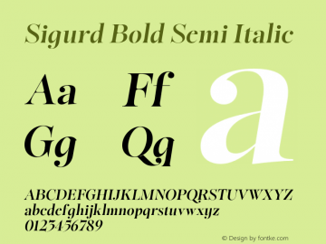 Sigurd Bold Semi Italic Version 1.000;hotconv 1.0.109;makeotfexe 2.5.65596图片样张